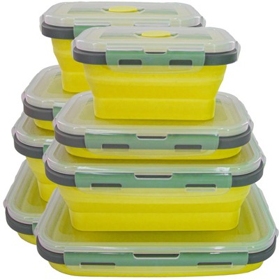 5 Star Super Deals Collapsible Stackable Food Storage Containers Silicone, Portable, Leak Proof, Airtight Lunch Boxes, & Space Saving 8pc