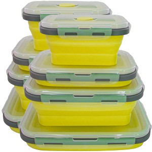 5 Star Super Deals Collapsible Stackable Food Storage Containers Silicone, Portable, Leak Proof, Airtight Lunch Boxes, & Space Saving 8pc - 1 of 4