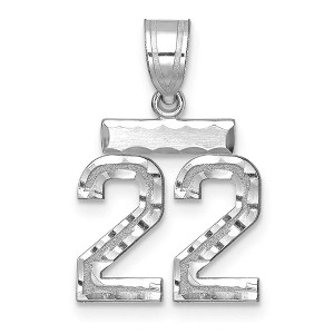 Black Bow Jewelry 14k White Gold, Varsity Collection, Small D/C Pendant, Number 22 - 1 of 3