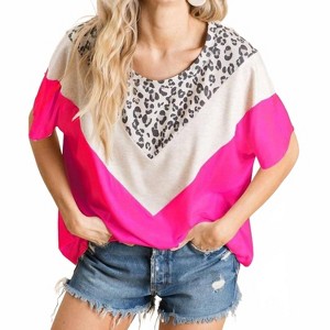 Women's Leopard & Color Block Top - BiBi - 1 of 2