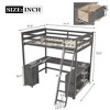 NicBex Twin/Full Size  Loft Bed with U-Shaped Desk,Space-Saving Twin Loft Bed with Drawers, Storage Shelves,Multifunctional Loft Bed for Kids & Teens - 3 of 4