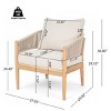 Set of 2 Acacia Wood Club Chair,Outdoor Rope Weave Back Club Chair with Cushion,Garden Club Chair with Rust Resistant Frame for Patio-Koiai - 4 of 4