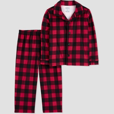 Image of Carter's Just One You®️ Toddler Boys' 2pc Long Sleeve Buffalo Printed Christmas Pajama Set - Black/Red 2T