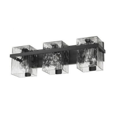 Matte Black 3-Light Vanity with Clear Glass Shades