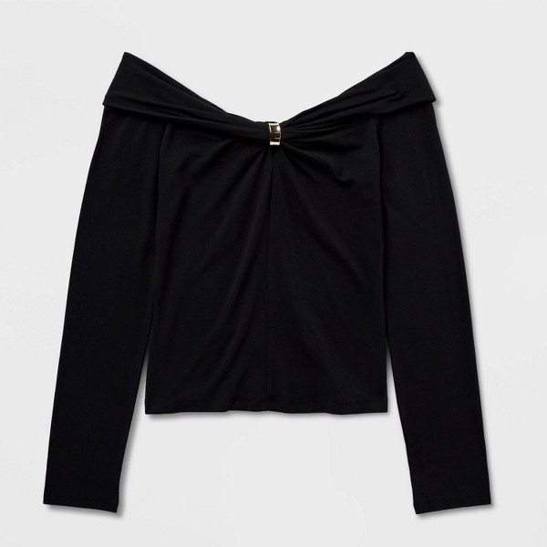 Top de manga larga con hombros descubiertos y herrajes de jersey moderno - A New Day™ 4