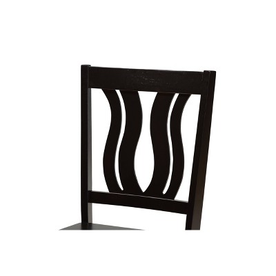 Fenton Dark Brown Wood and Cane Geometric Dining Chair Set