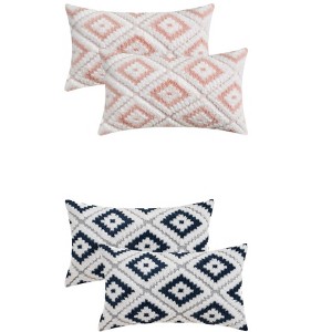 REGALWOVEN 4 Pcs Geometric Pattern Soft Short Plush Decorative Throw Pillow Covers - 1 of 4