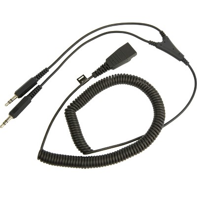 Jabra Cord QD Headset PC Cord to dual 3.5 mm Jack coiled cord 8734-599