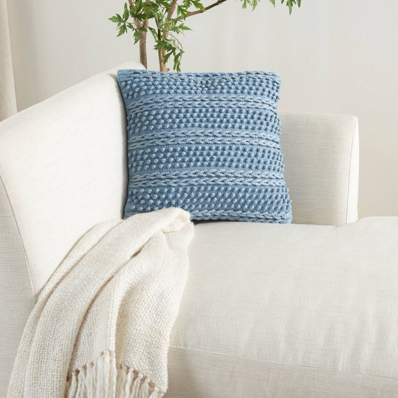 18&#34;x18&#34; Life Styles Woven Striped Square Throw Pillow Ocean Blue - Mina Victory, 3 of 7