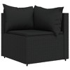 vidaXL Patio Furniture Outdoor Sectional Sofa Couch with Cushions Poly Rattan - Black 2x corner + table - 4 of 4