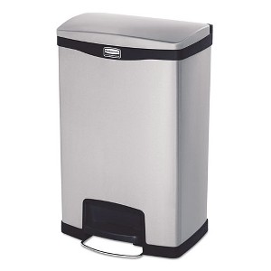 Rubbermaid Commercial Slim Jim Stainless Steel Step-On Container, Front Step Style, 13 gal, Stainless Steel, Black - 1 of 1