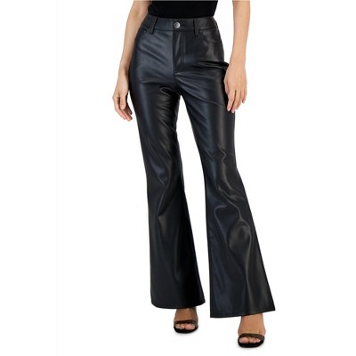 I.N.C International Concepts Womens Flare Leg Faux Leather Casual Trouser Pants