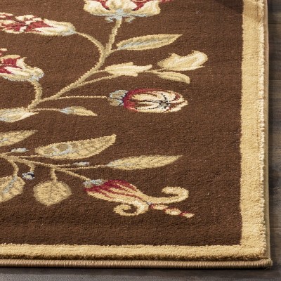 Lyndhurst Brown and Multicolor Floral Synthetic Area Rug