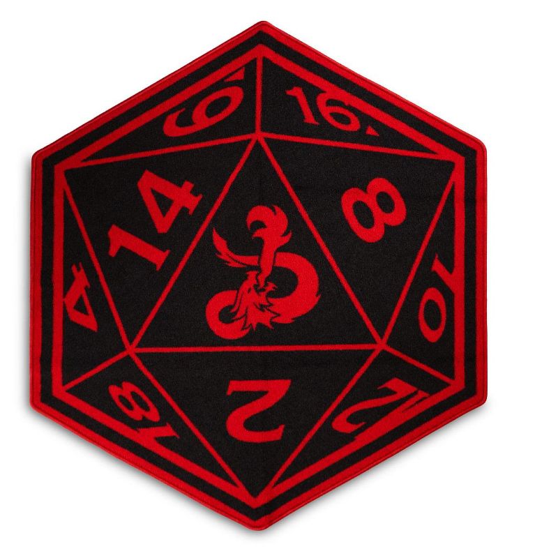 Ukonic Dungeons & Dragons Red D20 Dice Printed Area Rug | 52 x 45 Inches, 1 of 7