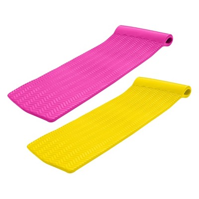 TRC Recreation Serenity 70 In. Foam Mat Lounger Pool Float, Pink w/ Yellow Float
