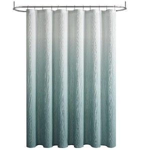 Kate Aurora Spa Essential Aqua Crushed Ombre Fabric Shower Curtain - 72 in. W x 72 in. L - 1 of 4