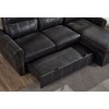 Mid-Century Style 81.90" Faux Leather Convertible L-Shaped Sleeper Sectional Sofa with Pull-Out Bed and Reversible Storage Chaise - 2 of 4