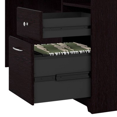 Espresso Oak L-Shaped Computer Desk with Hutch and Storage