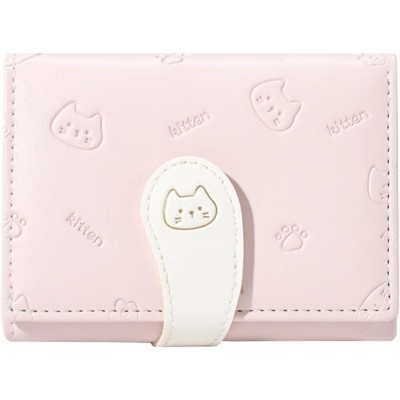 FATMOON Cute Cat Wallet for Women - Small & Portable PU Leather Bifold Card Holder with ID Window,Perfect for Daily Travel and Everyday Use