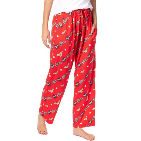 DC Comics Womens' Wonder Woman Classic Character Symbol Pajama Pants  (X-Small) Red