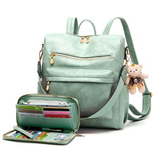 Generic Backpack Purse Multipurpose Design Handbags Shoulder Bag PU Leather Travel bag - 1 of 4