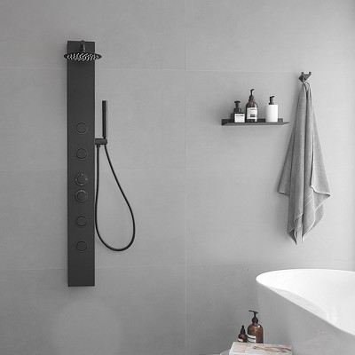 Matte Black Multi-Function Shower Panel with Adjustable Head