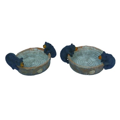 Transpac Resin Black Bear Trinket Dish Set of 2 Spring Home Decorations