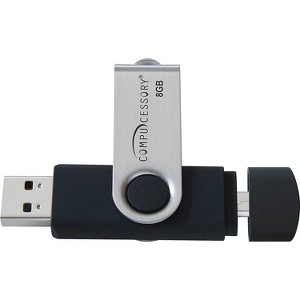 Compucessory Flash Drive USB 2.0 8GB 3/4"Wx2-3/4"Lx1/4"H Black/Silver 26470 - 1 of 1