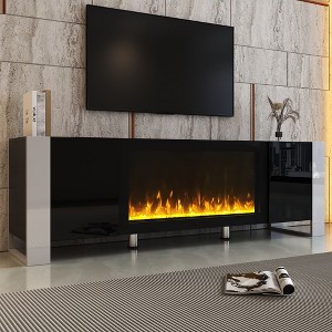 68.1" TV Stand with 34.2" Electric Fireplace, Sideboard Cabinet with 2 Cabinets, Buffet Table for Living Room or Entryway - 1 of 4