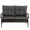 Outdoor 4 Pcs Furniture Set, Sofas with Steel Frame and PE Cushions, Wicker Conversation Sets with Rattan Chair and Coffee Table-Coolbibila - 4 of 4