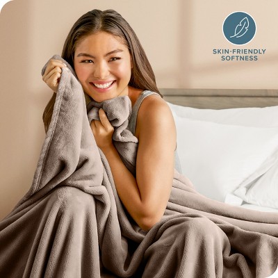 Taupe Greige Microplush Fleece Throw Blanket