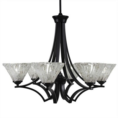 Toltec Lighting Zilo 6 - Light Chandelier in  Matte Black with 7" Italian Ice Shade