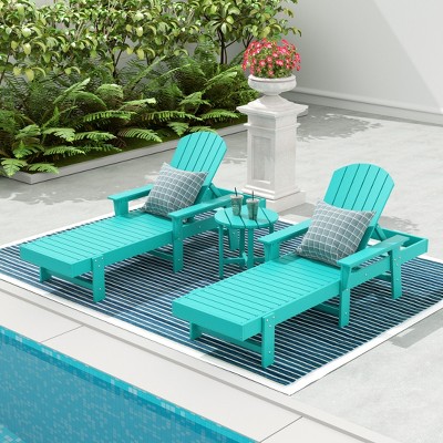 WestinTrends Dylan 3 Piece Adirondack Poly Reclining Chaise Lounge With Arms