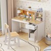 Safstar Kids Study Desk and Chair Set Wooden Children Writing Table w/ Shelves & Drawer - 4 of 4