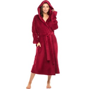 ADR Soft Plush Fleece Women's Robe with Hood, Warm Lightweight Hooded Womens Bathrobe - 1 of 4
