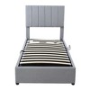 Whisen Twin Size Platform Bed with Vertical Stripe Headboard, Modern Elegance, Spacious Under-Bed Storage, Sturdy Build - Gray - 3 of 4