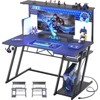 Aheaplus Gaming Desk with Hutch and LED Lights, Computer Table with Storage Shelves - 2 of 4