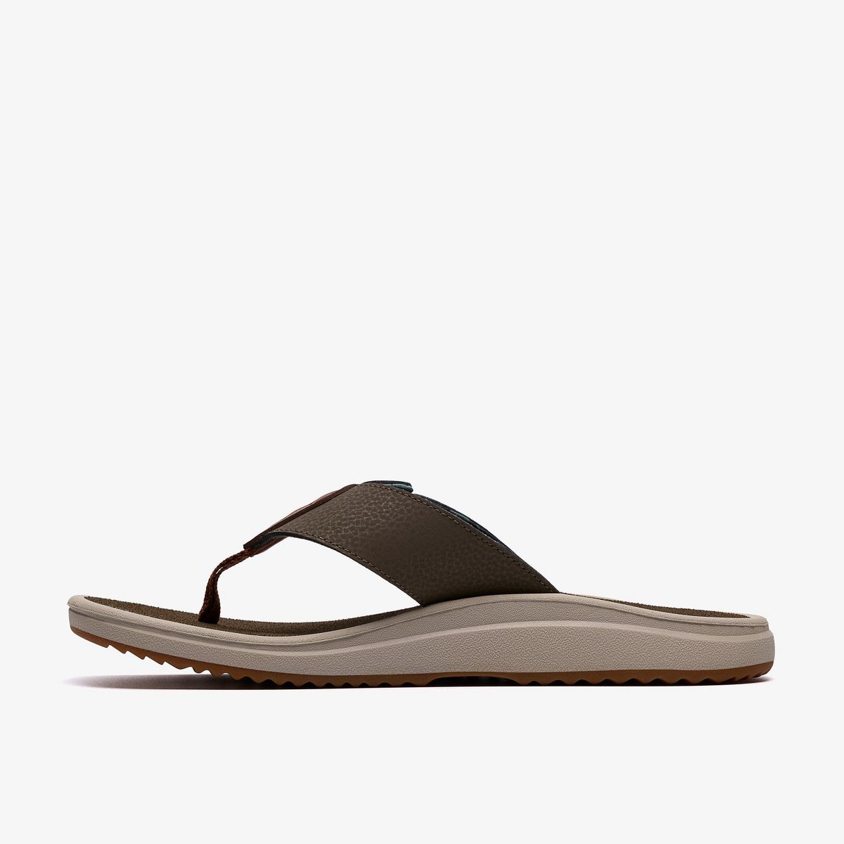 Clarks Mens Men's Breeze Flip Flops Green Combination Sandals - thumbnail 2