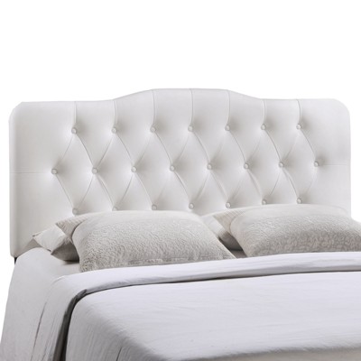Annabel White Faux Leather Queen Tufted Headboard