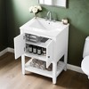 24" Modern Sleek Bathroom Vanity with Elegant Ceramic Sink,Solid Wood and MDF Bathroom Cabinet Frame with Open Bottom Shelf - Leovsnove - 2 of 4
