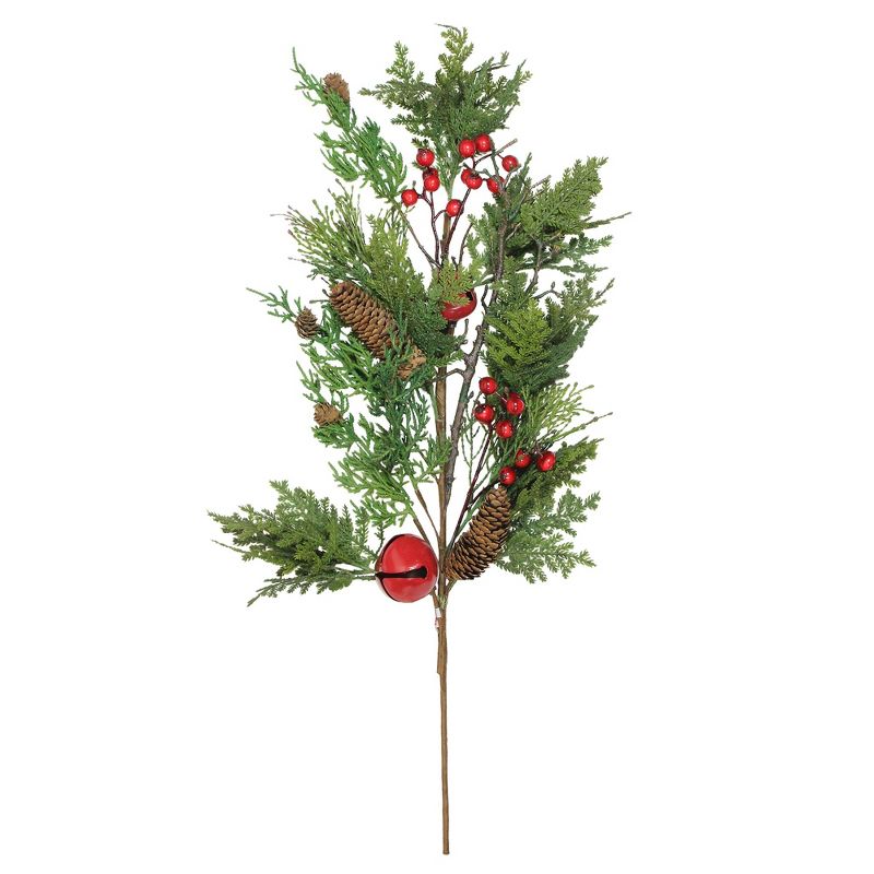 Northlight 28" Green and Red Berries with Pine Cone Artificial Christmas Spray, 2 of 3