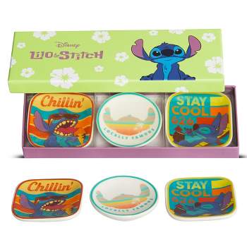 Disney Lilo and Stitch Mini Ceramic Trinket Tray Jewelry Ring Holder Gift Dish Set - 3 Piece Set