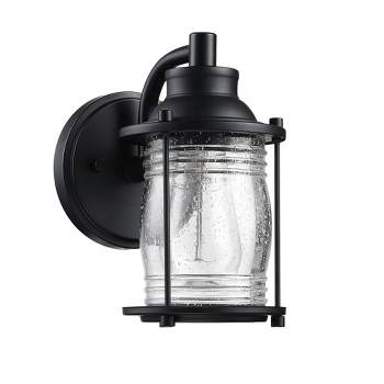 Outdoor Wall Light with Glass Shade Black - Wellfor