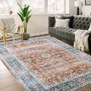 Washable Vintage Style Area Rug, Classic Decorative Non-Slip Foldable Carpet for Entryway, Bedroom - 1 of 4