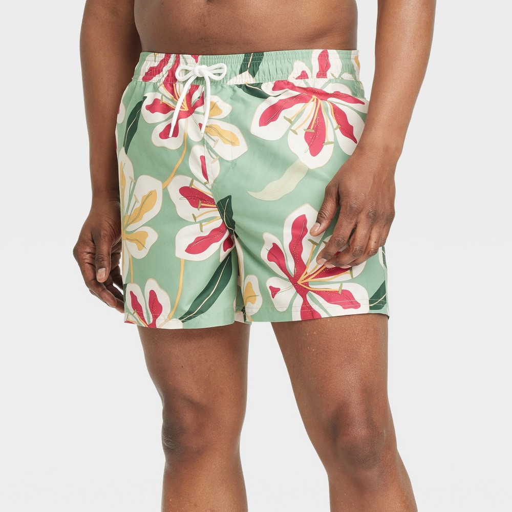 Photos - Swimwear Men's 5'' Orchid Print Swim Shorts - Original Use™ Green XL