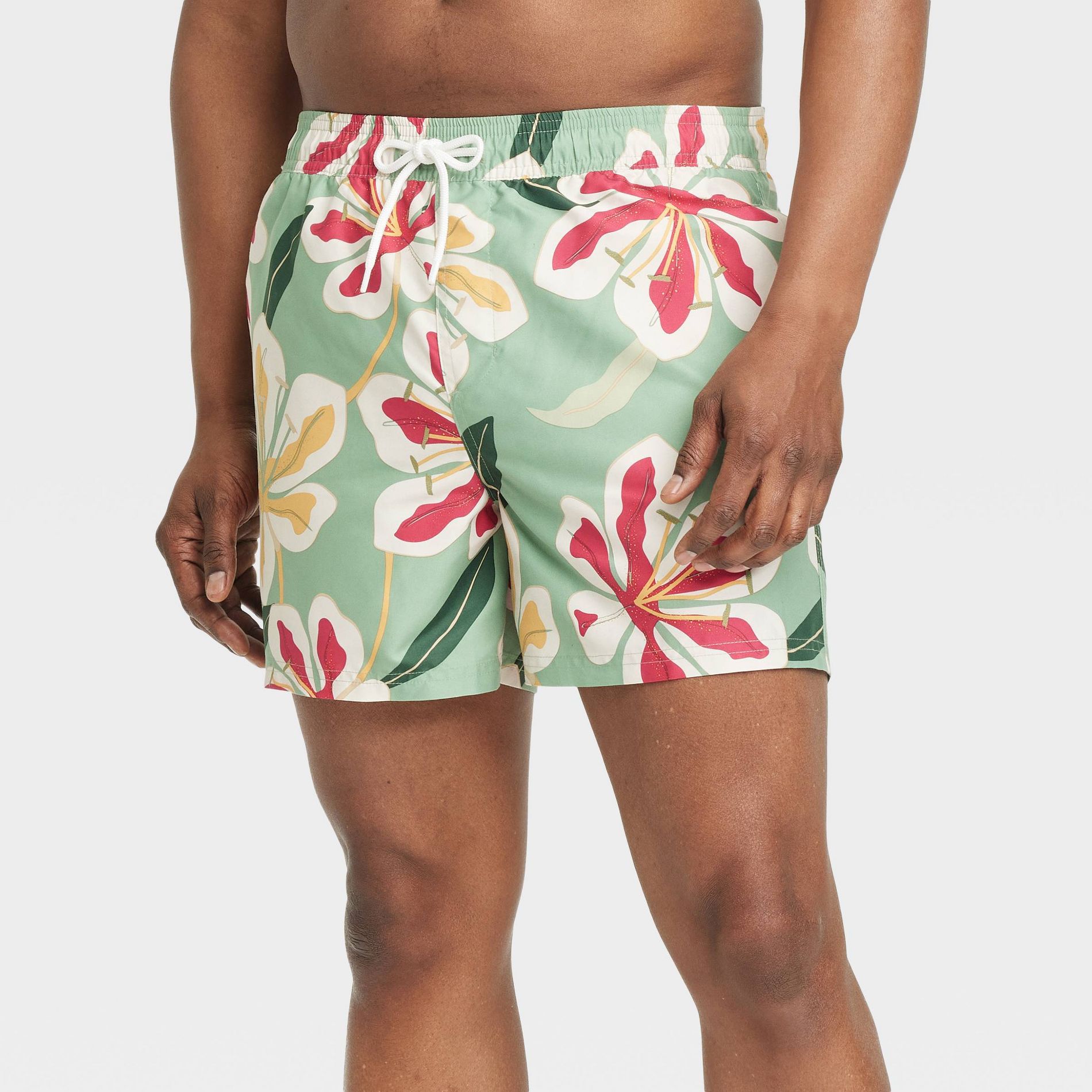 Men's 5'' Orchid Print Swim Trunks - Original Use™ Green
