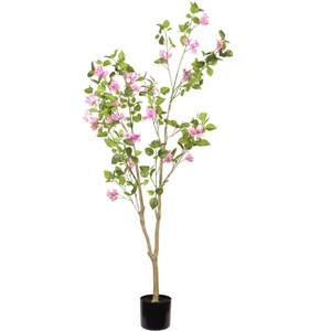 Okak 5/6FT Artificial Bougainvillea Tree with Black Plastic Pot, Indoor Faux Trees with Lifelike Feel, Plants Decor for Indoor or Outdoor Use - 1 of 4