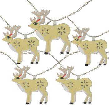 Northlight 10ct Battery Operated Reindeer LED Christmas Lights Warm White - 4.5' Clear Wire