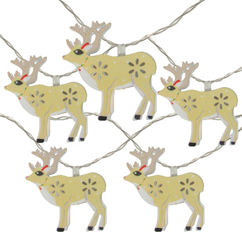 Northlight 10ct Battery Operated Reindeer LED Christmas Lights Warm White - 4.5' Clear Wire, 1 of 2