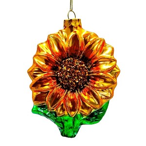 Glossy Charming Sunflower Glass Christmas Ornament, Flower Holiday Decor| OrnamentallyYou - 1 of 4